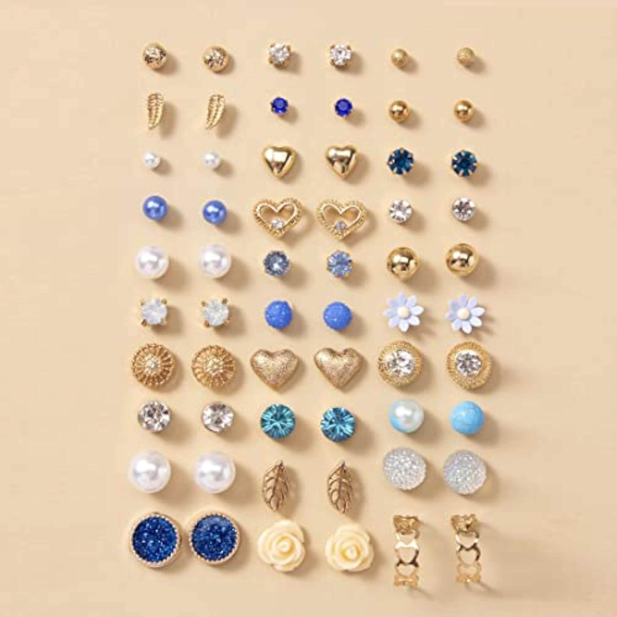 30 Pairs Quirky Plated Studs Combo - JG-PC-ERGB-8686
